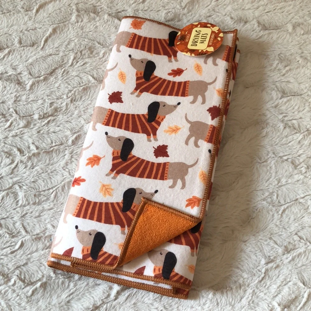 Autumn Dachshund Print Drying Mats